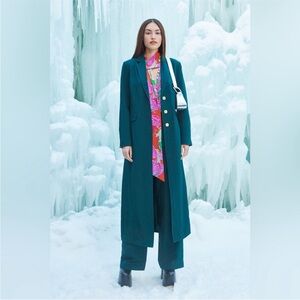NWT Cult Gaia Everest Longline Coat Jacket Dark Seamoss Green Size XL